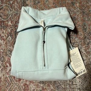 NWT Scuba Oversized Funnel-Neck Half Zip in blue linen M/L